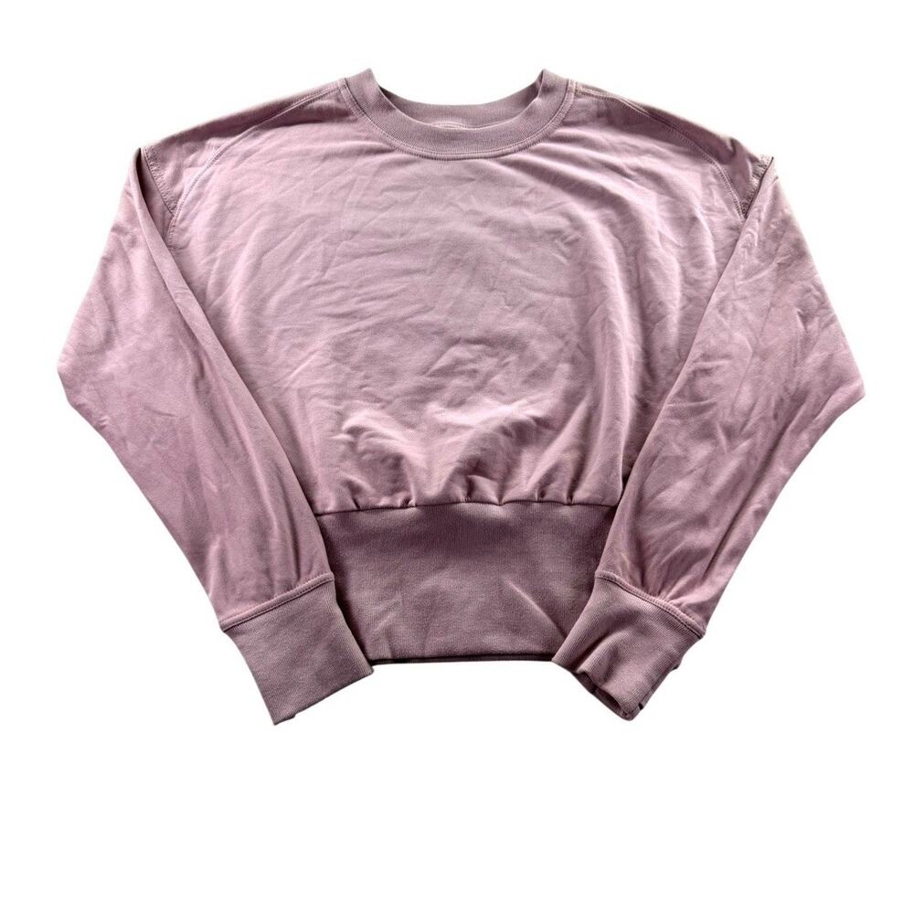 Athleta Retro Terry Crewneck Sweatshirt S Light Pink French Terry Pullover Top